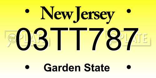 03TT787 New Jersey License Plate