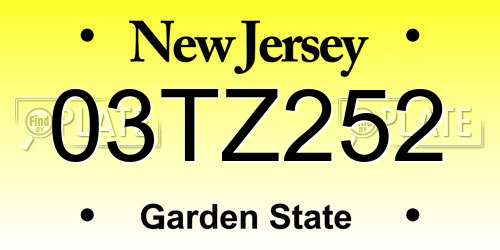 03TZ252 New Jersey License Plate