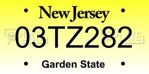 03TZ282 New Jersey License Plate