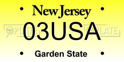 03USA New Jersey License Plate