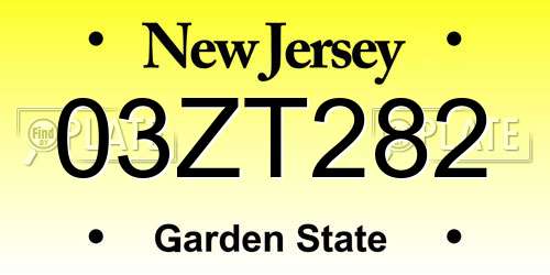 03ZT282 New Jersey License Plate