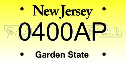 0400AP New Jersey License Plate