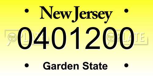 0401200 New Jersey License Plate