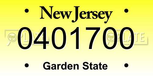 0401700 New Jersey License Plate