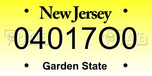 04017O0 New Jersey License Plate