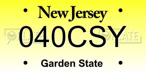 040CSY New Jersey License Plate
