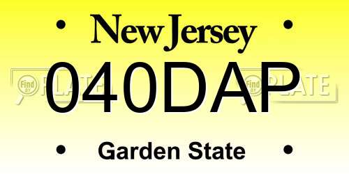 040DAP New Jersey License Plate