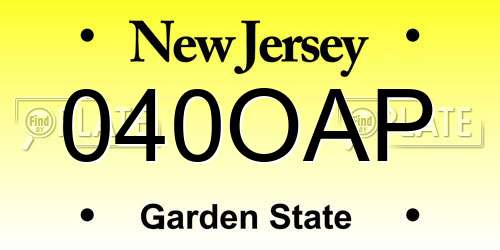 040OAP New Jersey License Plate