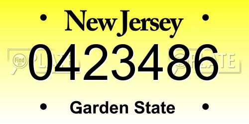 0423486 New Jersey License Plate