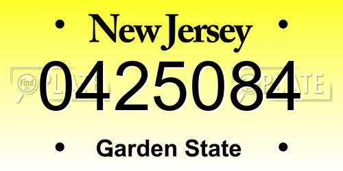 0425084 New Jersey License Plate