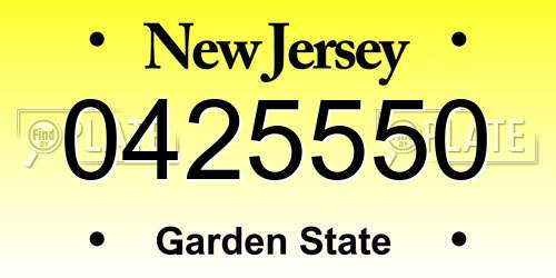 0425550 New Jersey License Plate