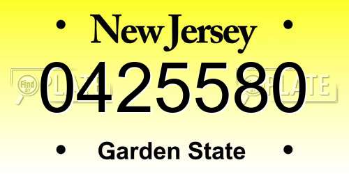 0425580 New Jersey License Plate
