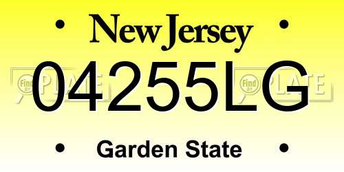 04255LG New Jersey License Plate
