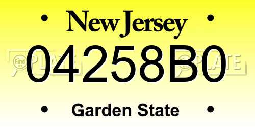 04258B0 New Jersey License Plate
