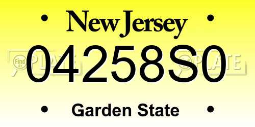 04258S0 New Jersey License Plate
