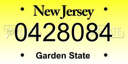 0428084 New Jersey License Plate