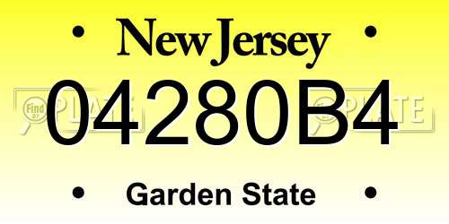 04280B4 New Jersey License Plate