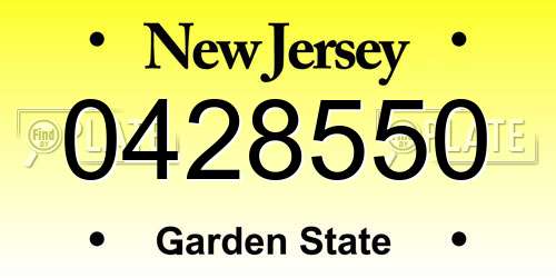 0428550 New Jersey License Plate