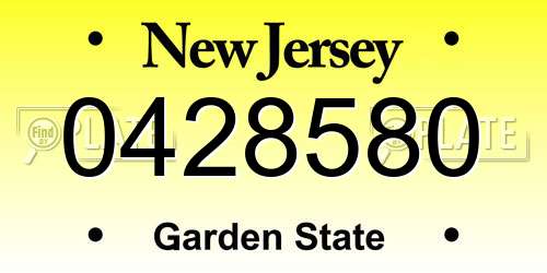 0428580 New Jersey License Plate