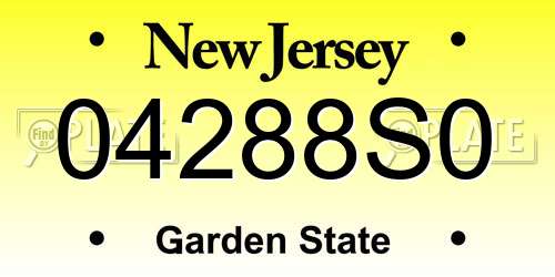 04288S0 New Jersey License Plate