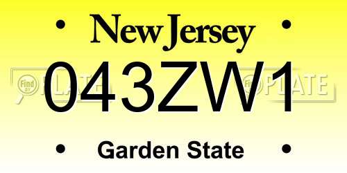 043ZW1 New Jersey License Plate