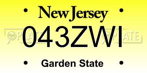 043ZWI New Jersey License Plate