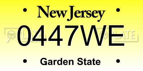 0447WE New Jersey License Plate