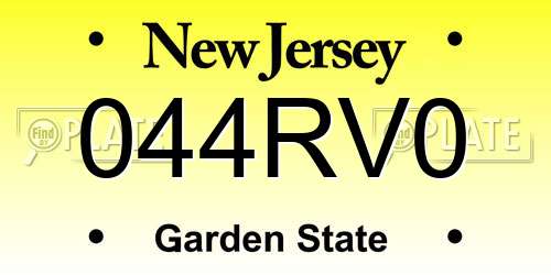 044RV0 New Jersey License Plate