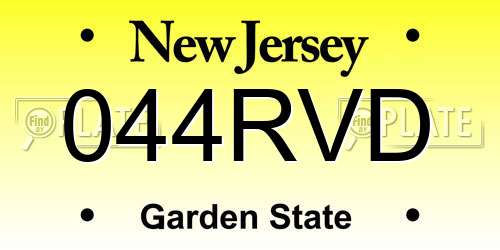 044RVD New Jersey License Plate