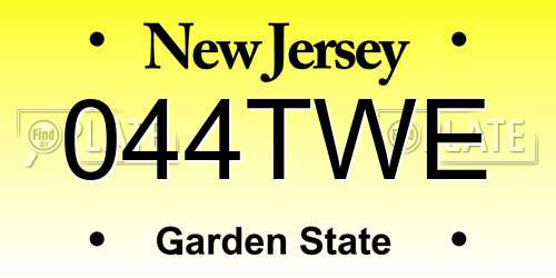 044TWE New Jersey License Plate