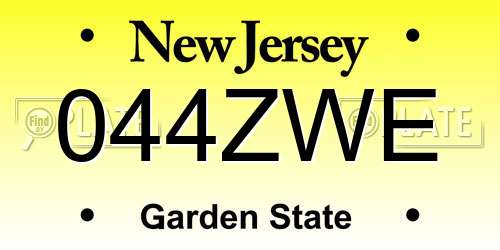 044ZWE New Jersey License Plate