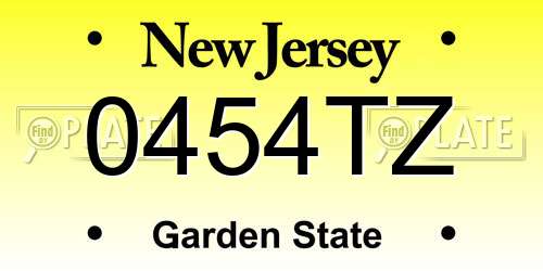 0454TZ New Jersey License Plate