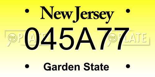 045A77 New Jersey License Plate