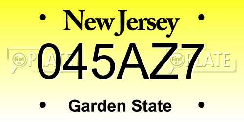 045AZ7 New Jersey License Plate