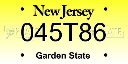 045T86 New Jersey License Plate