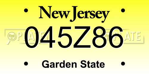 045Z86 New Jersey License Plate