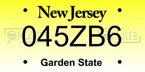045ZB6 New Jersey License Plate