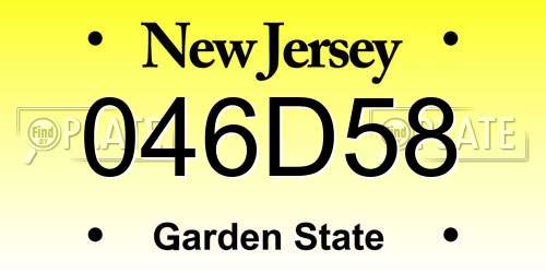 046D58 New Jersey License Plate