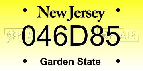046D85 New Jersey License Plate