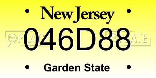 046D88 New Jersey License Plate