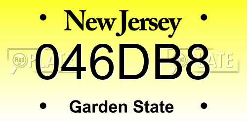 046DB8 New Jersey License Plate