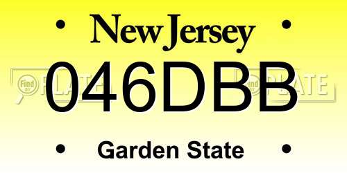 046DBB New Jersey License Plate