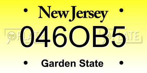 046OB5 New Jersey License Plate