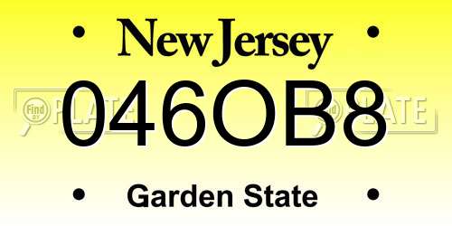 046OB8 New Jersey License Plate