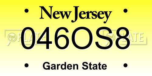 046OS8 New Jersey License Plate