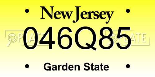 046Q85 New Jersey License Plate