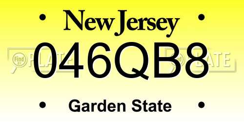046QB8 New Jersey License Plate