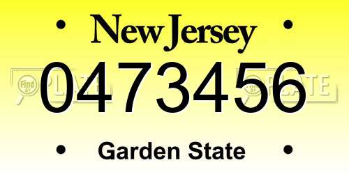 0473456 New Jersey License Plate