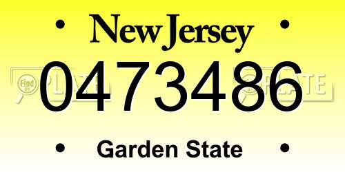 0473486 New Jersey License Plate