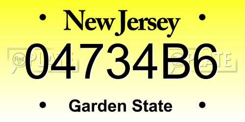 04734B6 New Jersey License Plate